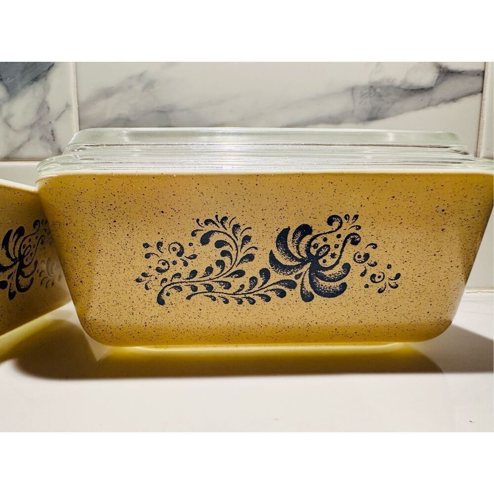 1960 Pyrex “HOMESTEAD" 500- 48 Refrigerator Dish Set 5 Ribbed Lids Box Including - Picture 6 of 9